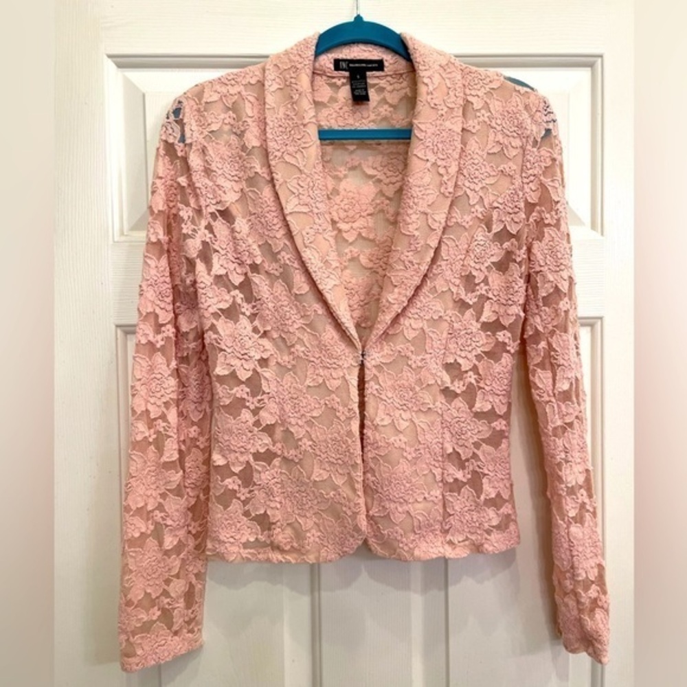 INC Dusty Pink Lace Stretchy Jacket Size Small